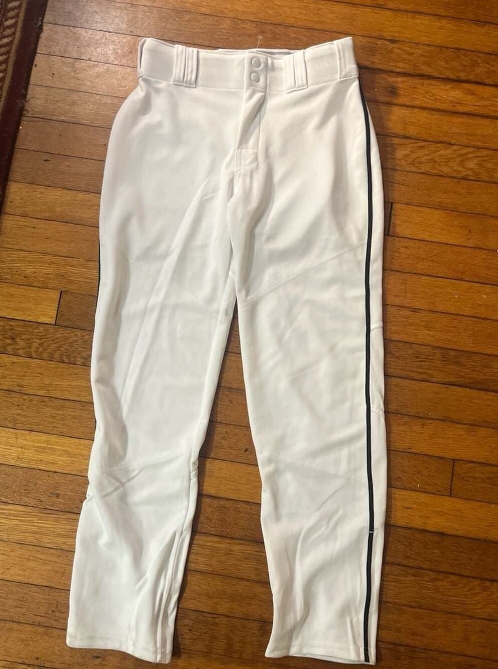 Alleson Athletic Youth Large White Baseball Pants with Black Side Piping